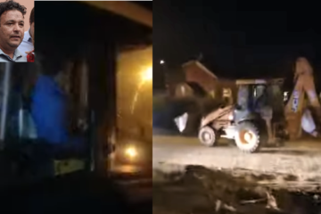 Noche de furia en El Chaltén: Intendente Ticó a bordo de una topadora derribó los postes de un terreno ocupado por un vecino